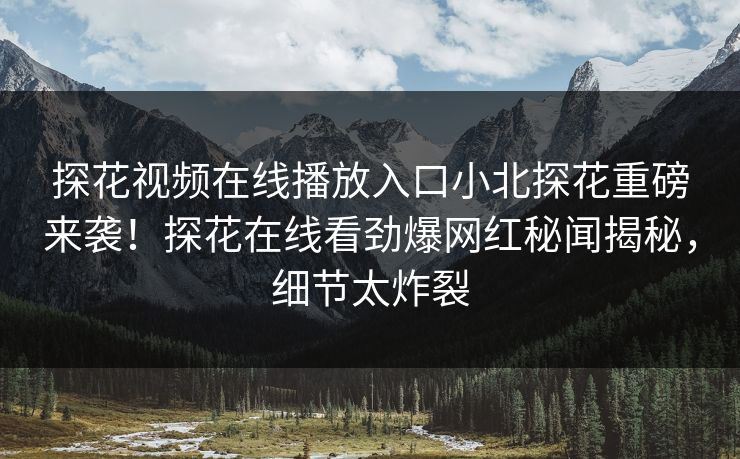 探花视频在线播放入口小北探花重磅来袭！探花在线看劲爆网红秘闻揭秘，细节太炸裂
