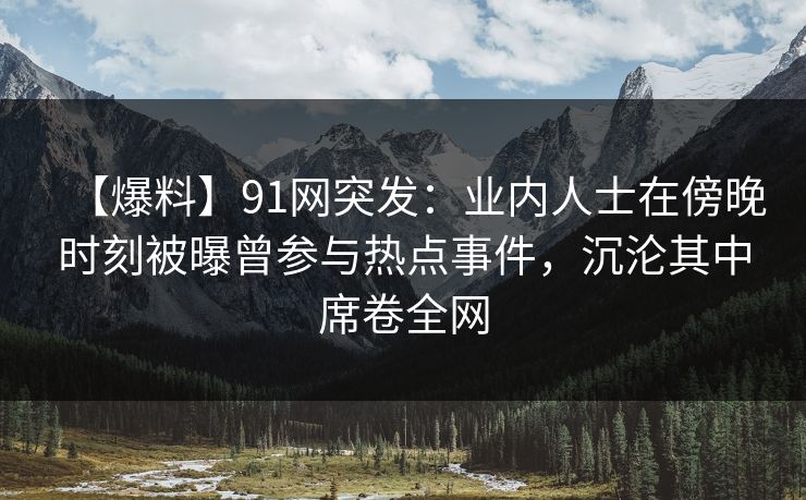【爆料】91网突发：业内人士在傍晚时刻被曝曾参与热点事件，沉沦其中席卷全网