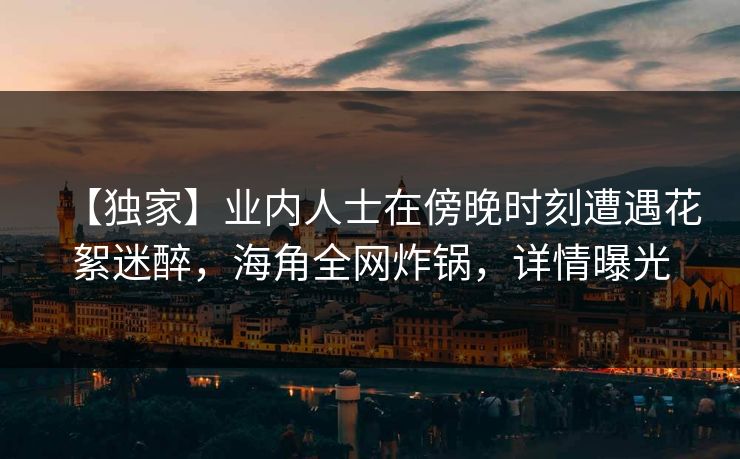 【独家】业内人士在傍晚时刻遭遇花絮迷醉，海角全网炸锅，详情曝光