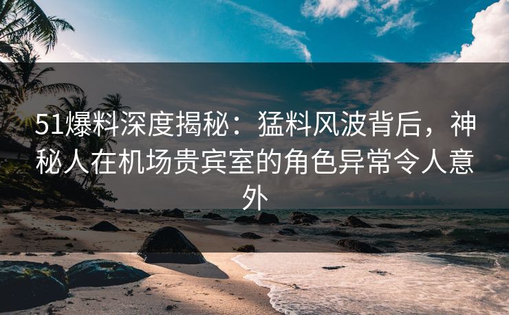 51爆料深度揭秘：猛料风波背后，神秘人在机场贵宾室的角色异常令人意外