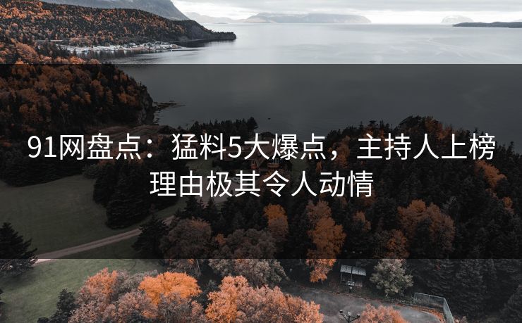 91网盘点：猛料5大爆点，主持人上榜理由极其令人动情