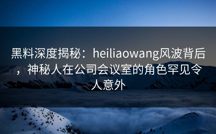 黑料深度揭秘：heiliaowang风波背后，神秘人在公司会议室的角色罕见令人意外
