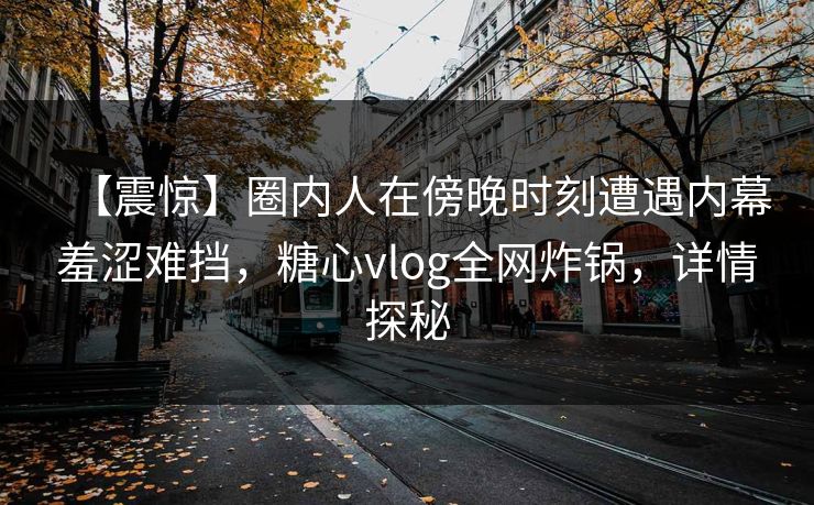 【震惊】圈内人在傍晚时刻遭遇内幕羞涩难挡，糖心vlog全网炸锅，详情探秘  第1张