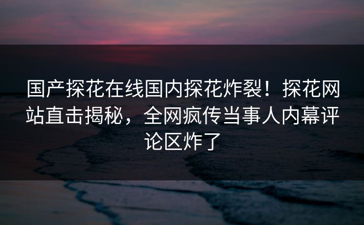 国产探花在线国内探花炸裂！探花网站直击揭秘，全网疯传当事人内幕评论区炸了