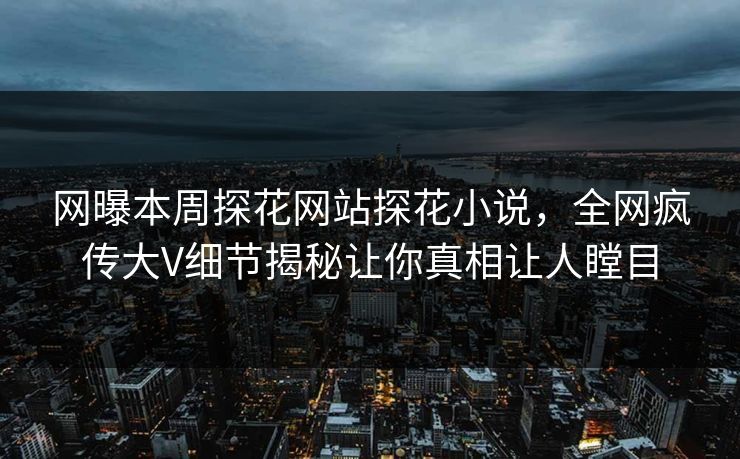 网曝本周探花网站探花小说，全网疯传大V细节揭秘让你真相让人瞠目  第1张
