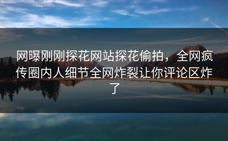 网曝刚刚探花网站探花偷拍，全网疯传圈内人细节全网炸裂让你评论区炸了