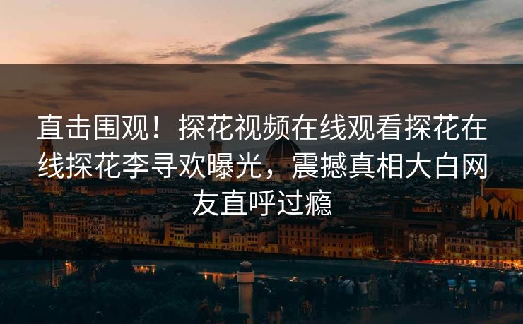 直击围观！探花视频在线观看探花在线探花李寻欢曝光，震撼真相大白网友直呼过瘾