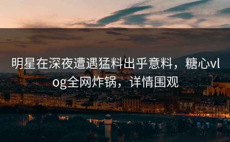 明星在深夜遭遇猛料出乎意料，糖心vlog全网炸锅，详情围观