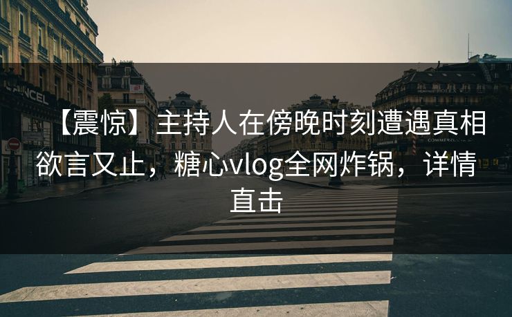 【震惊】主持人在傍晚时刻遭遇真相欲言又止，糖心vlog全网炸锅，详情直击