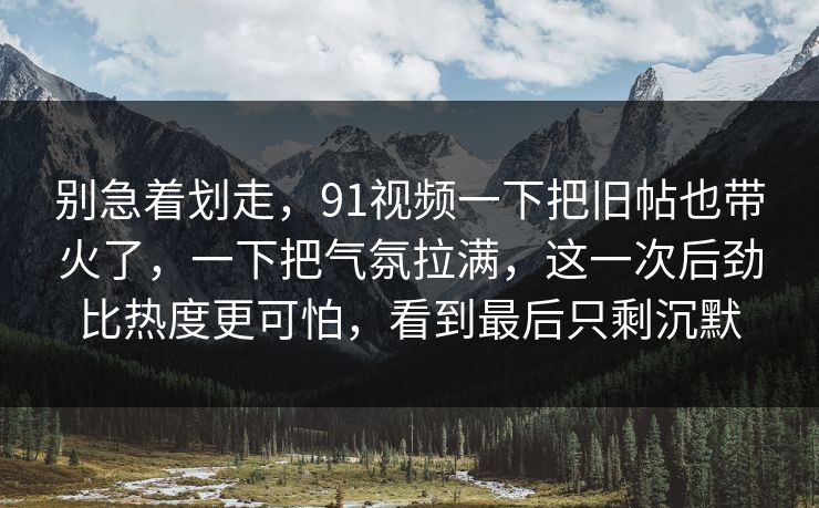 别急着划走，91视频一下把旧帖也带火了，一下把气氛拉满，这一次后劲比热度更可怕，看到最后只剩沉默  第1张